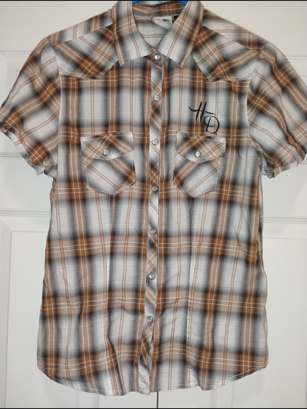 Women's Harley Davidson Short-Sleeve Plaid Shirt 110th Anniversary